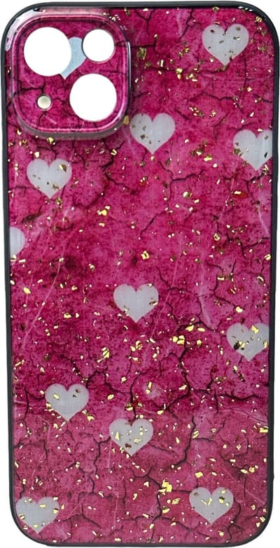 Silicone Hoesje Print - Backcover - Geschikt voor Apple iPhone 15 Plus - Roze Hartjes