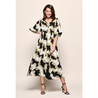 Sophie Print Jurk Zwart / Camel
