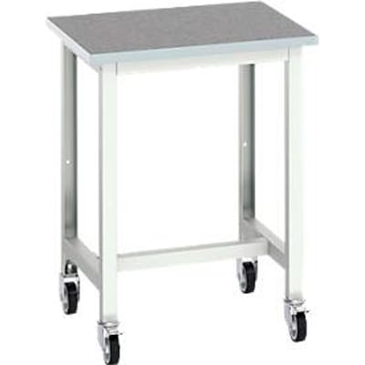 Verrijdbare werkbank Bott verso, linoleumblad, met kruisschoorset, B 700 x D 600 x H 930 mm, RAL 7035 Lichtgrijs