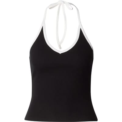 Urban Classics - Contrast Piping Neckholder Mouwloze top - XS - Zwart