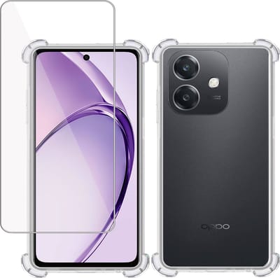 Hoesje + Screenprotector geschikt voor OPPO A40 4G/A40M 4G /OPPO A60 5G – Tempered Glass - Extreme Shock Case Transparant