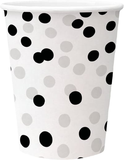 Papieren Bekers – PAW decor – 250 ml – Zwart met Zilveren Stippen – Set van 8 – FSC® mix