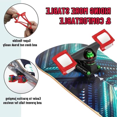 Skateboard Trainingsaccessoires Set van 4, Beschermringen en Wielen voor Veilig en Snel Skaten voor Beginners en Tieners (Rood)