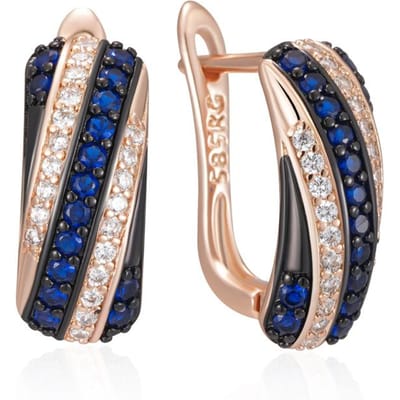 Blauwe Natuurlijke Zirconia Bruids Bruiloft Hangende Oorbellen Voor Vrouwen Mode Rose Goud En Zwart Plating Dagelijkse Fijne Sieraden beige