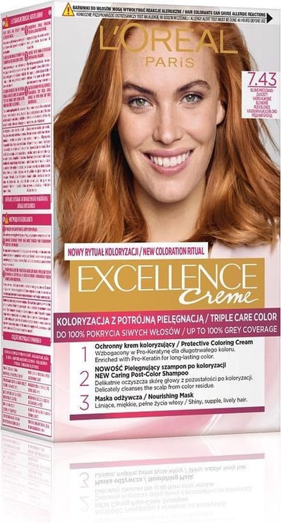 Excellence Creme haarkleur 7,43 Koper-goudblondine