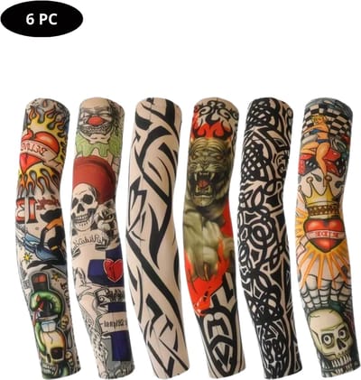 Nivard Tattoo Sleeve - Voor Volwassenen - Mouw - Tatoeage - Arm Warmer - Zonbescherming - UV Beschermend - 6 Stuks