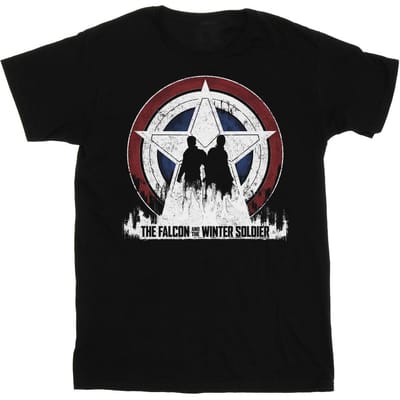 Marvel Heren The Falcon en The Winter Soldier Ster Silhouetten T-Shirt (Zwart)