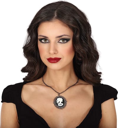 Fiestas Guirca - Ketting medaillon met skelet - Halloween - Halloween accessoires - Halloween verkleden