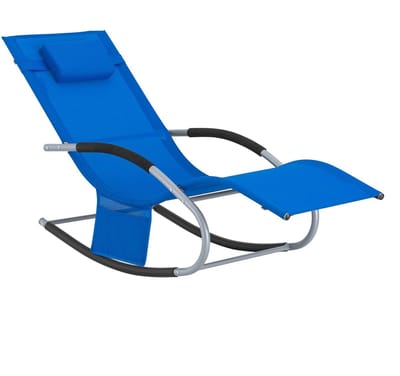 Amolass - Tuinstoel - Ligstoel - Schommelstoel - Ligbed - 150x63x87cm - Blauw - Inclusief Hoofdkussen - Voor Tuin/Balkon