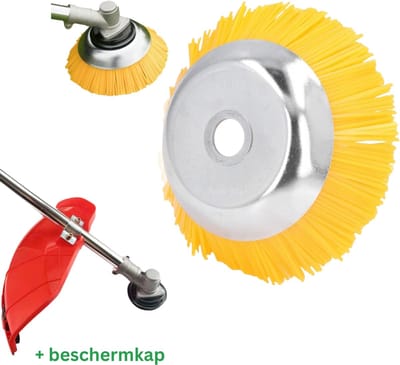 MOZY® - Nylon onkruidborstel met Beschermkap - 200 mm - Universeel - Nylon Onkruidborstel - voor Bosmaaier - Kantenmaaier - Voegenborstel - Onkruidverwijderaar