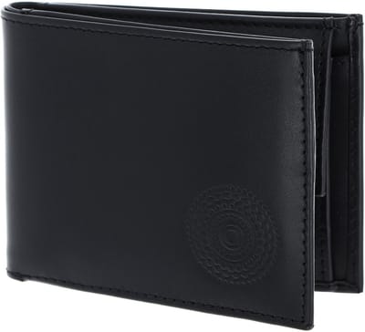 oxmox Leren portemonnee Leather RFID Protect Pocketbörse Circle Bloom Embossed Black zwart
