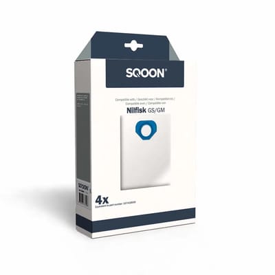 SQOON® Stofzuigerzakken Geschikt voor Nilfisk GS / GM80 / GM90 – Vervangt Model 107418500 – High Filtration voor Optimale Stofopname en Hygiëne - (SQ29) - 4 Stuks
