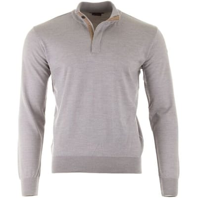 Paul & Shark Trui Wool Half Zip Alcantara Trimmings Grijs / male