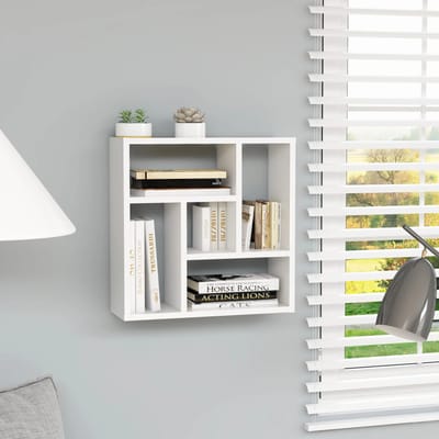 vidaXL - Wandschap - 45x16x45 - cm - bewerkt - hout - wit