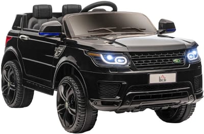 Elektrische Kinderauto - 12V Accu - tot 5 km/u - Kinderen 3-6 jaar - Kinder-SUV-Auto - Met Afstandsbediening en Veiligheidsgordel - Koplampen & Muziek - Accuvoertuigen - Zwart