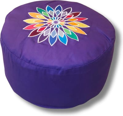 Om Namaste Symbolic Meditatiekussen Zitkussen - Rond - Paars - Rainbow flower