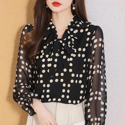 Lente en Herfst Dames Pullover V-hals Bedrukt Knoop Splitmouw Chiffon Tee T-shirt Mode Casual Vakantie Elegant Tops 3XL