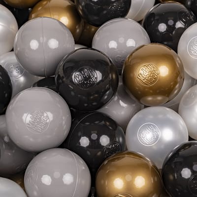 KiddyMoon Ballenbak ballen 7 cm 50 Stuks - Speelballen voor Ballenbad - BPA-vrij - Zwart Parel Goud Grijs