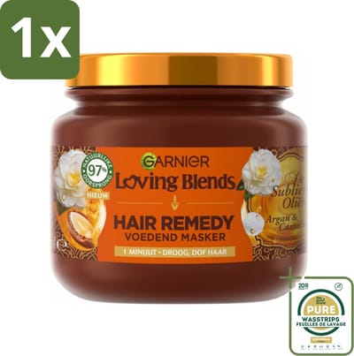 1 x Garnier - Loving Blends - Haarmasker - Argan & Cameliaolie - Droog & Dof Haar - 340 ml- Haarmasker - Arganolie - Cameliaolie - Droog Haar - Dof Haar