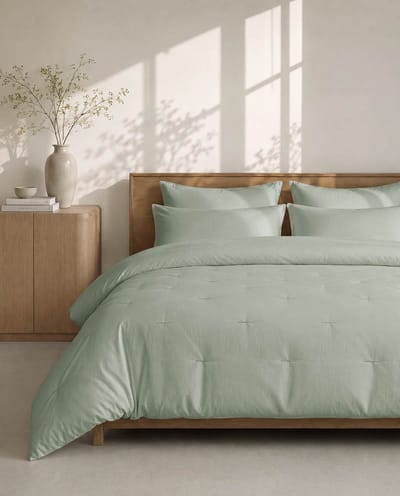 HOOMstyle Wasbaar dekbed zonder overtrek - 200x220 2 persoons met 2x kussensloop - Aloë Vera Groen