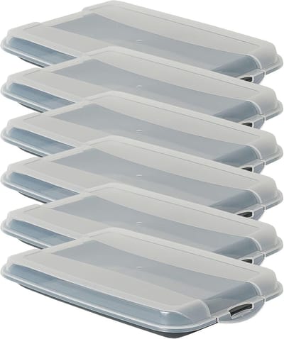 Novaliv set van 6 antraciet premium vleeswarendoos met transparant deksel, vershouddozen voor worst & kaas, afmetingen 25x17x3 cm, koelkastorganizer, knäckebröddoos, onmisbare keukengadgets voor in elk appartement