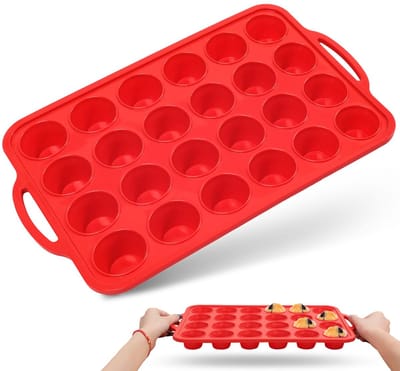 Unyqoos® Siliconen bakvorm voor 24 mini muffins met stevig metalen frame en antiaanbaklaag