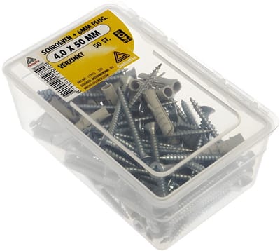 Deltafix - Schroef 6mm plug 4.0x50mm verz 50st
