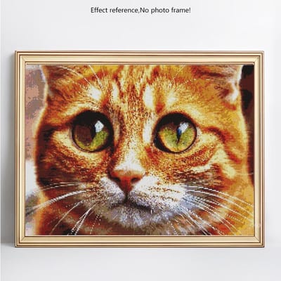 Kits de broderie de diamant d'animaux, point de croix, peinture de diamant de perles, passe-temps et artisanat de chat 20X30 beige