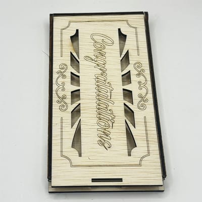 Handgemaakte Houten Cadeaudoos voor Geld of Giftcard – Luxe Geschenkverpakking met Gravure "Congratulations"