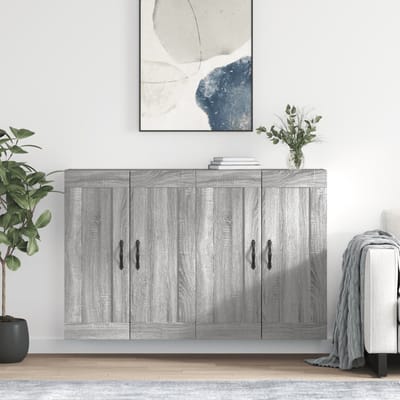 vidaXL - Hangkasten - 2 - st - bewerkt - hout - grijs - sonoma - eikenkleurig