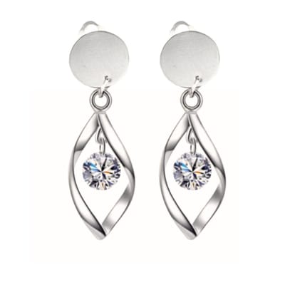 Clip oorbellen -Zsa zilverkleur- zirkonium- geen gaatje- Charme Bijoux