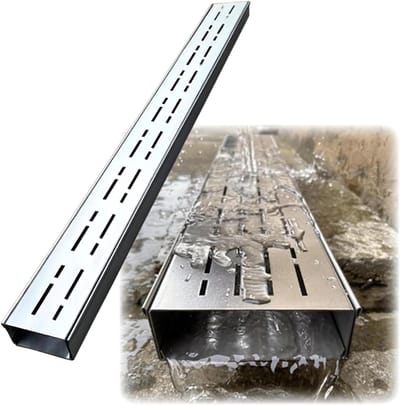 Afneembaar drainagerooster - Afvoergoot rooster - Efficiënte drainage - Roestvrij staal - 100 x 10 cm - Zilver
