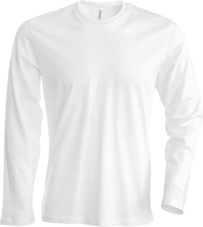 Kariban Heren Slim Fit Lange Mouw Crew T-Shirt Hals (Wit)