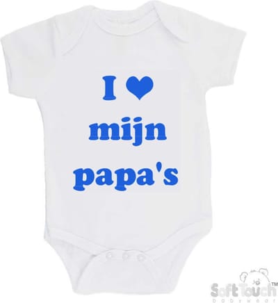 100% Katoenen Romper "I mijn papa's" Jongens Katoen Wit/blauw Maat 62/68