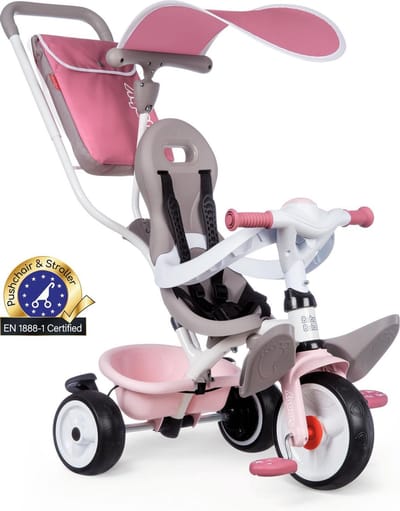 Smoby - Baby Balade Plus Roze - Driewieler met duwstang