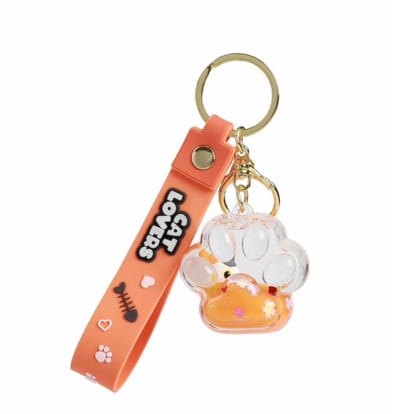 iTotal Sleutelhanger Liquid Poot Oranje Kat Keychain Paw Orange Cat Plastic 3.3x2.9x5cm