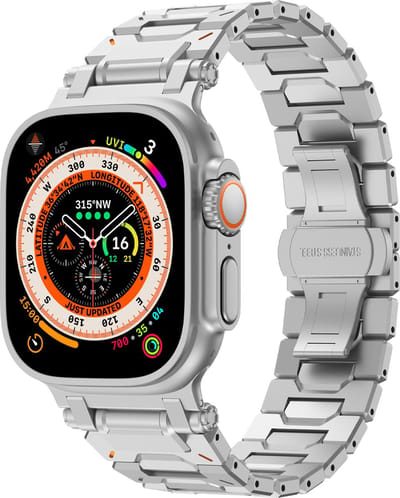 Strap-it Luxe 'Explorer' stalen band - geschikt voor Apple WatchSeries 1/2/3/4/5/6/7/8/9/10/11/SE/SE2/SE3/Ultra (2) - Bandje metaal voor iWatch - grote maten 44mm / 45mm / 46mm / 49mm (zilver)