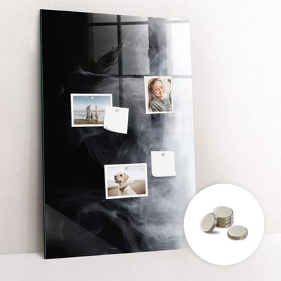 Tulup Glassboards - Rook Magneetbord - 60 cm x 90 cm - Zwart en wit Magneetbord Rechthoekig - Gratis 5 Sterke Magneten - Industrieel Wandbord - Magnetic Board - Magneetbord Design - Productiviteit Tools - Magnetisch Bord