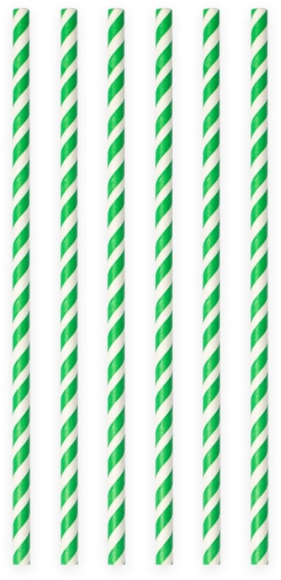 40 Papieren Rietjes Gestreept Groen - 6mm x 197mm - Set van 2 Pakjes (40 stuks) - Tuinfeest, barbecue & duurzame feestversiering