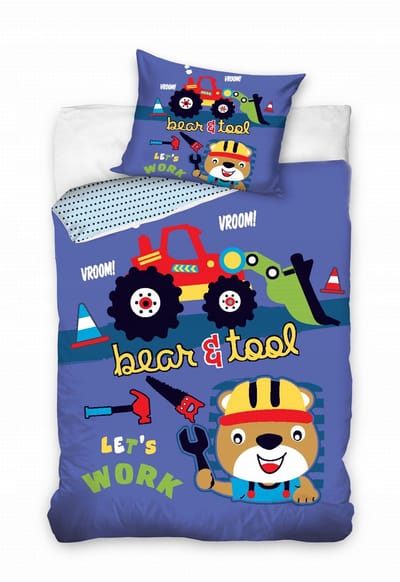 Sweet Home dekbedovertrek Animals Bear & Tool 160 x 200 cm (Poolse maat) – 70 x 80 cm – katoen