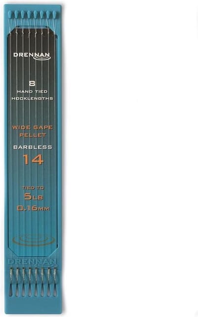 Drennan Wide Gape Pellet Barbless (8 pcs) - Maat : 15cm - haak 14 - 0.16mm