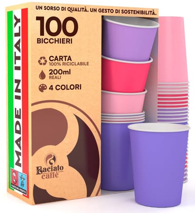 Dailygoods - PrincessMix Papieren Bekers - 200 ml, Biologisch Afbreekbaar, Milieuvriendelijk