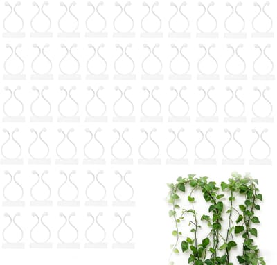 Plantenclips, wandhouder, zelfklevende bevestiging, grote klimplanten, voor klimhulp, kabelorganizer, klimhulp, binnenplanten, muur, tuinbouw, groente (wit)