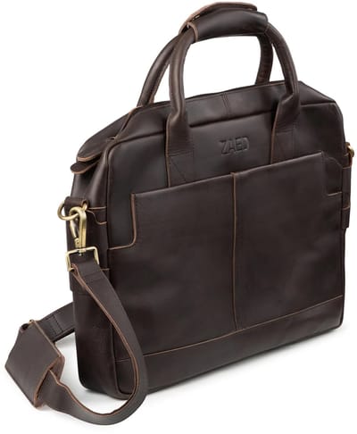 Zaed - Leren Laptoptas 15.6 Inch – Laptop Tas Leer – Business Werktas – Schoudertas & Handtas – Unisex – Handgemaakte Kalfsleren Laptop Bag – 38 cm