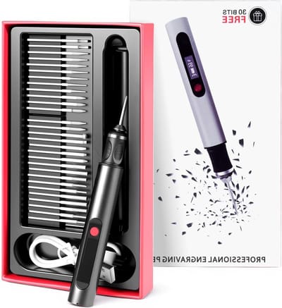 Graveerpen Set - Draadloze Graveerstift - Persoonlijke Gravures - 3 Snelheden Instelbaar - 30 Bits - Zwart