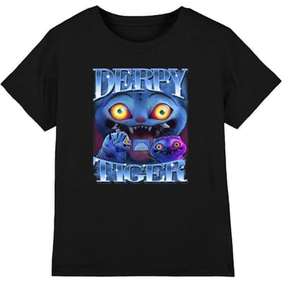 K-Pop Demon Hunters Kinderen Derpy Tiger T-Shirt (Zwart)