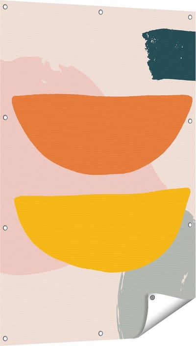 Gards Tuinposter Abstracte Kunst in Scandinavische Stijl - 80x120 cm - Tuindoek - Tuindecoratie - Wanddecoratie buiten - Tuinschilderij