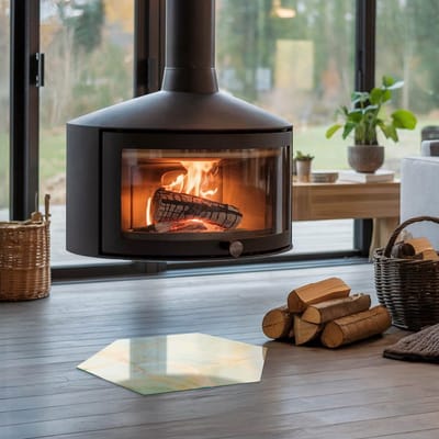 Coloray Vloerplaat Houtkachel - Onderplaat Kachel - 40 cm x 34 cm - Houtkachel Vloerplaat - Turkoois Vloerplaat Kachel - Onderplaat - Vloerplaat voor Houtkachel - Vloerplaat Open Haard - Onderplaat Voor Houtkachel