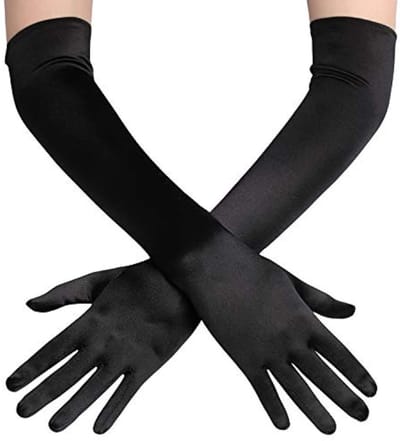 Daity 1 paar - Maskerade handschoenen - 21 inch elastische operahandschoenen uit de jaren 20 - damesavonddans（zwart）