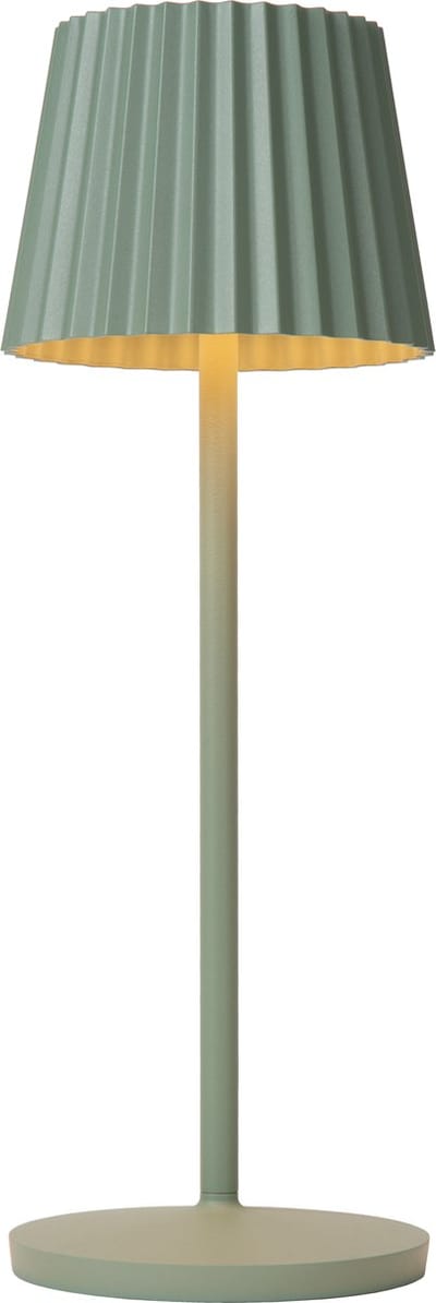 Lucide JUSTINE - Oplaadbare Tafellamp Binnen/Buiten - Accu/Batterij - LED Dimbaar - 1x2W 2700K - IP54 - Met draadloos oplaadstation - Groen